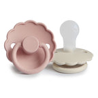 Frigg Daisy pacifier T1 2-pack in silicone in Blush cream on a white background