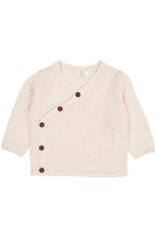 Merino crossover cardigan with hole pattern
