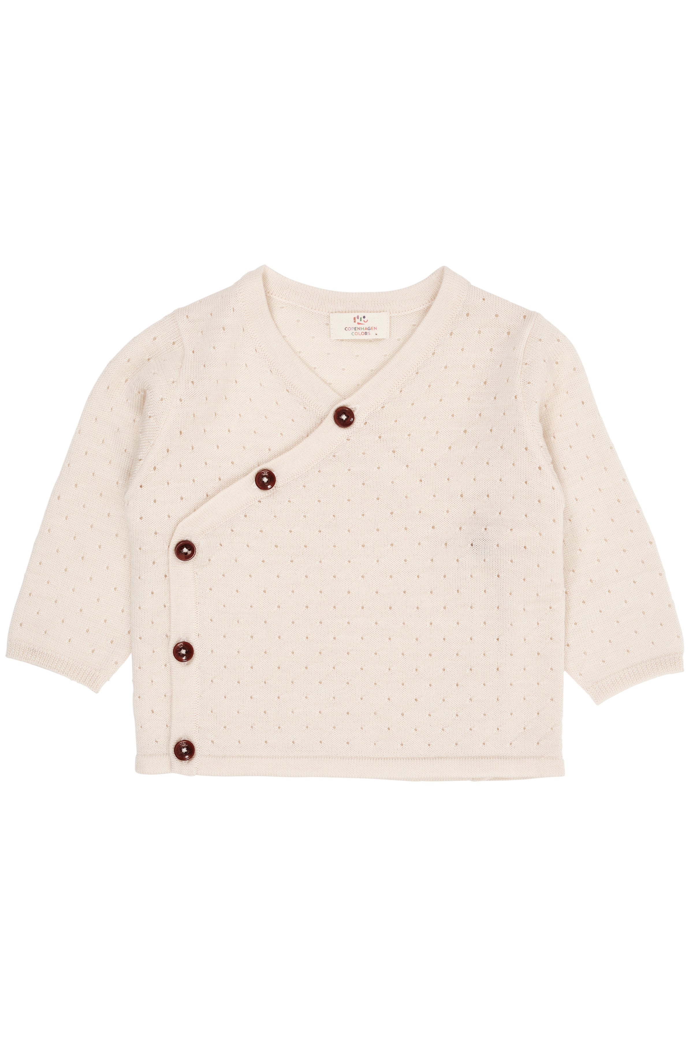Merino crossover cardigan with hole pattern