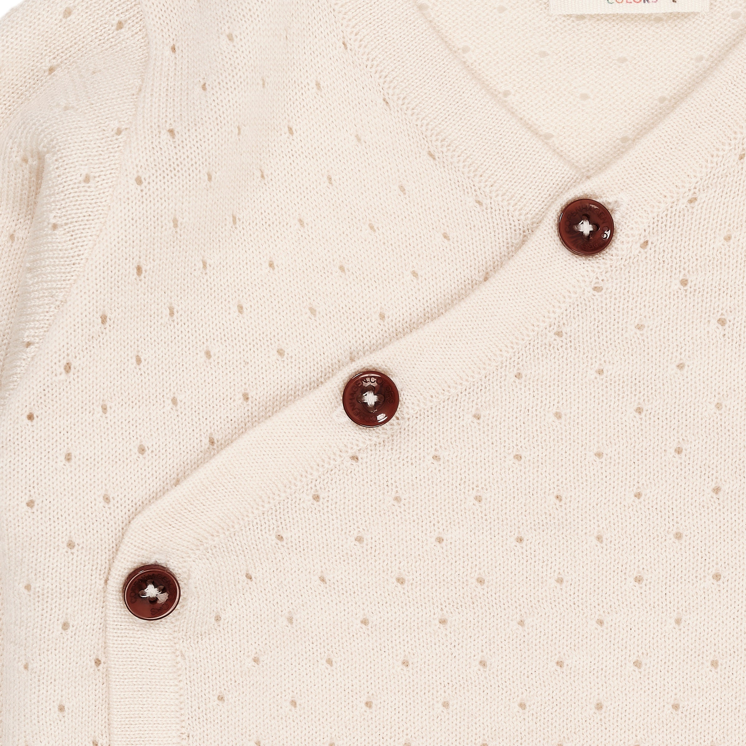 Merino crossover cardigan with hole pattern