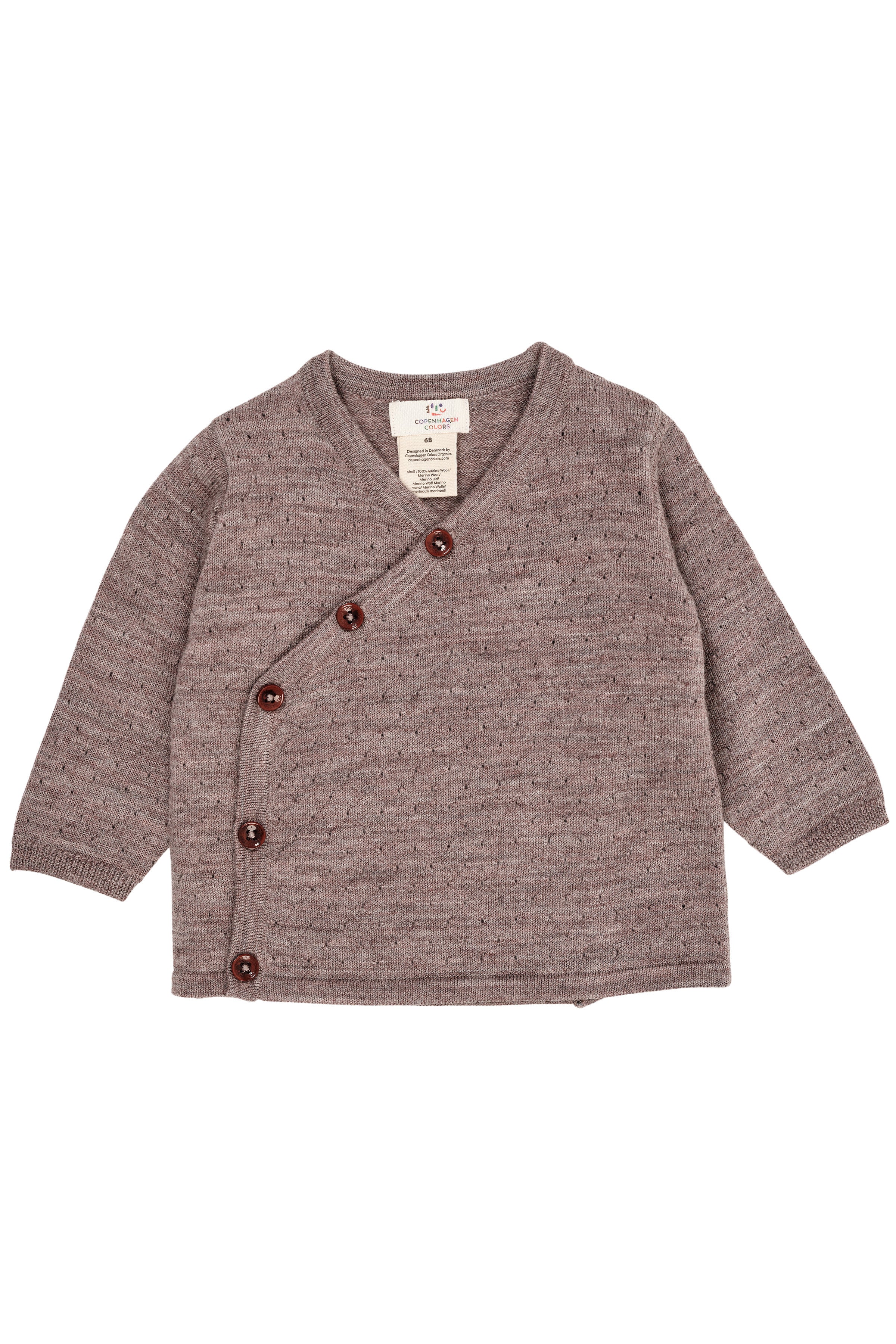 Merino crossover cardigan with hole pattern