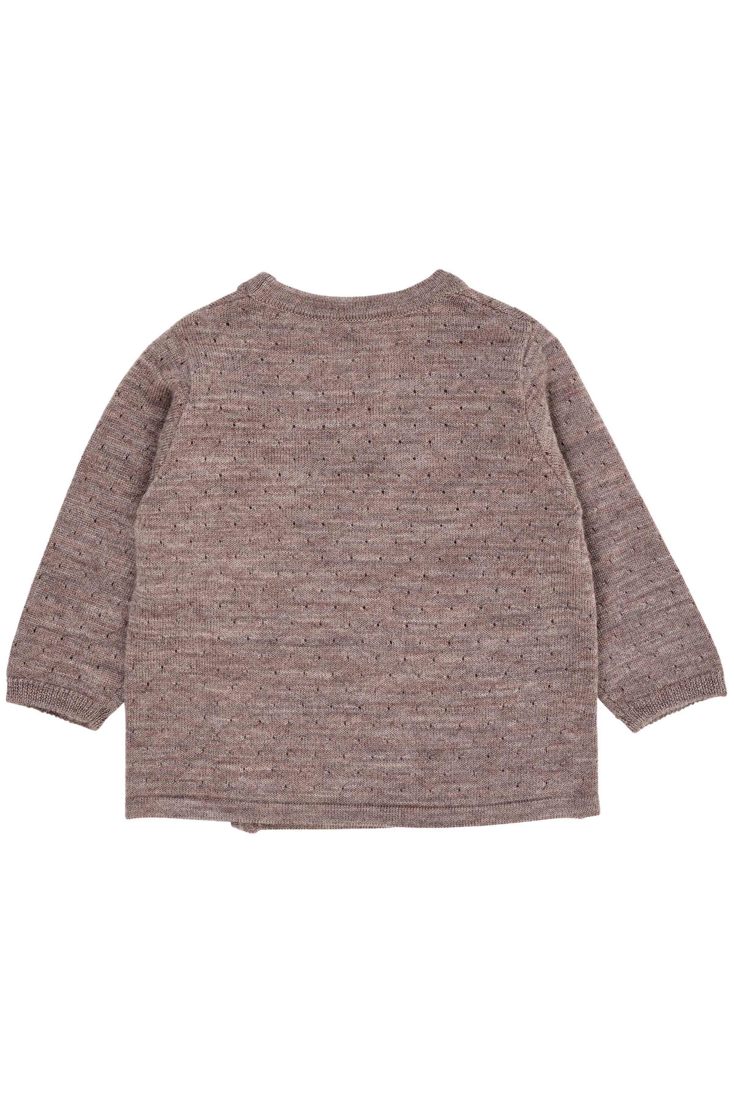 Merino crossover cardigan with hole pattern