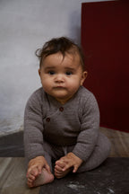 Merino crossover cardigan with hole pattern