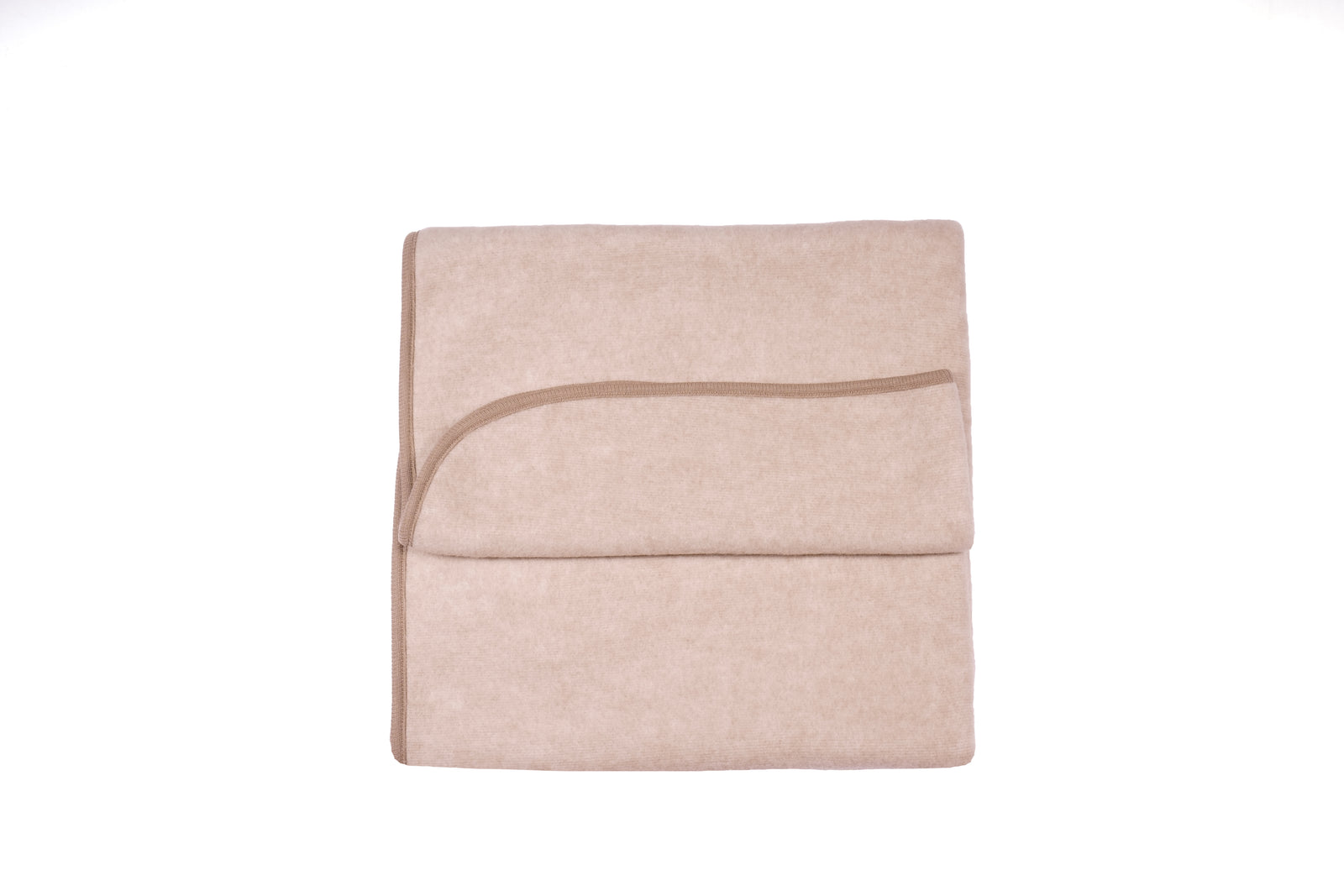 Cosilana baby blanket in organic wool fleece and organic cotton in Latte macchiato on a white background