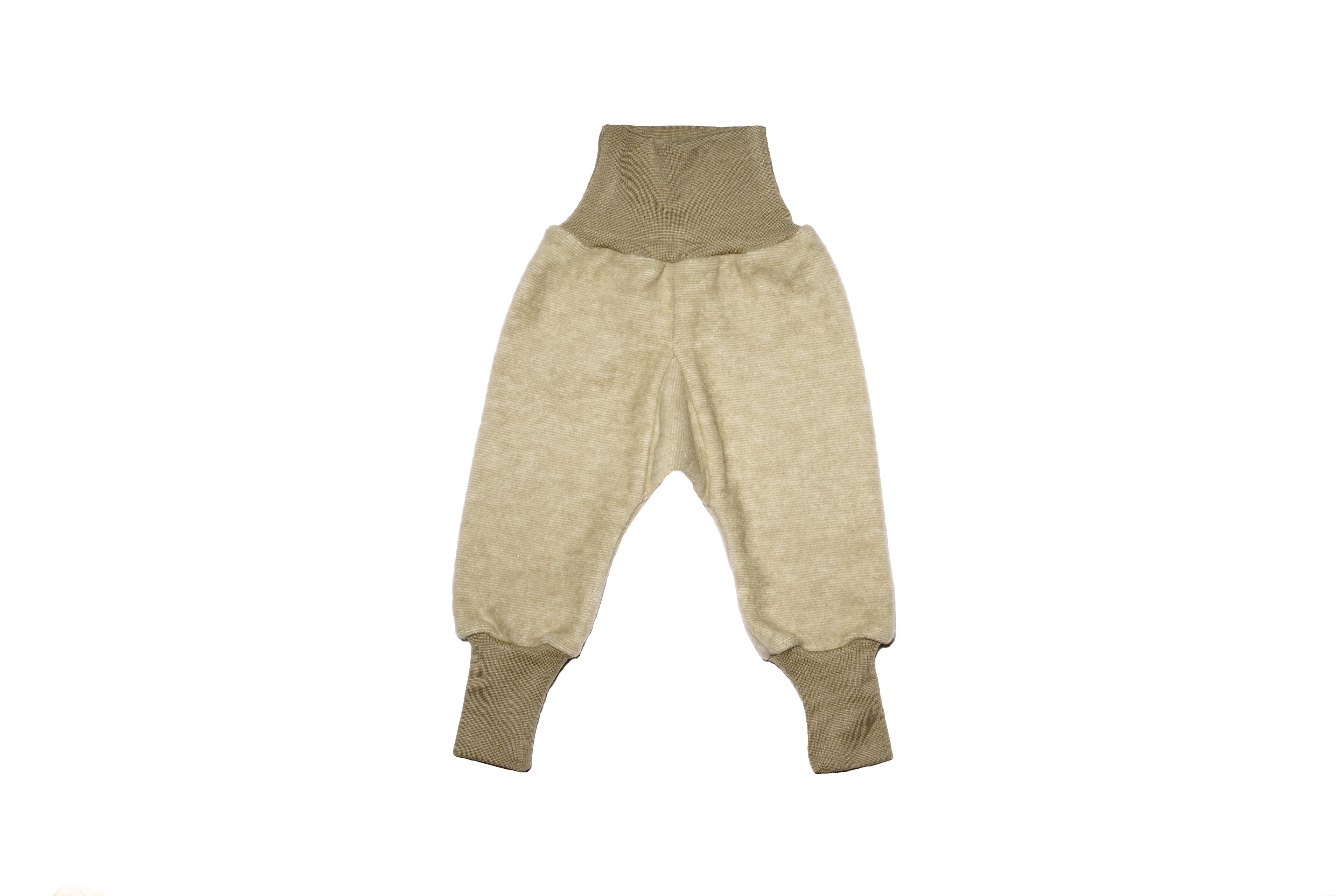 Cosilana baby pantie base layer in organic wool fleece and organic cotton in Latte macchiato on a white background
