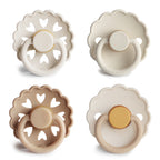 Frigg 4-pack pacifiers in latex in Snowflake dream on a white background