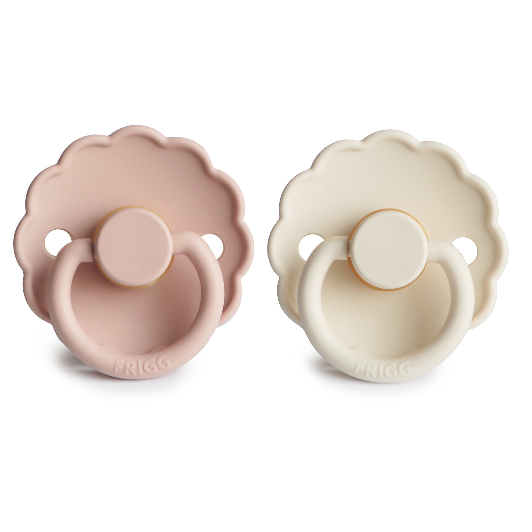 Frigg Daisy pacifier 2-pack in latex in Blush cream on a white background