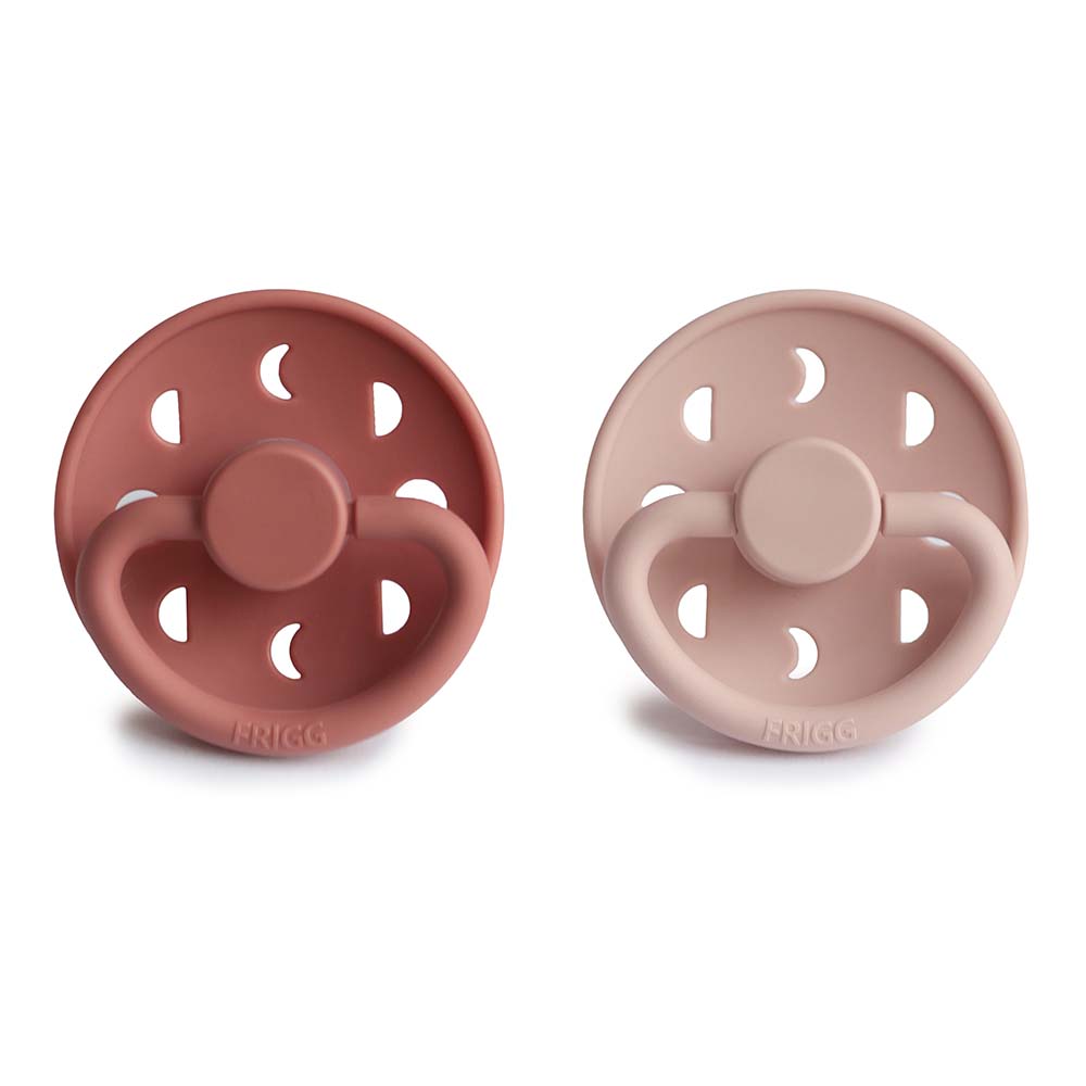 Frigg Moon pacifier 2-pack in silicone in Blush powder blush on a white background