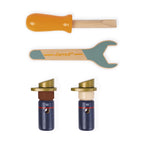 Accessories of Janod Brico'kids fire engine on a white background