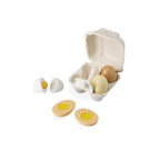 Janod wooden toy eggs for play kitchens on a white background
