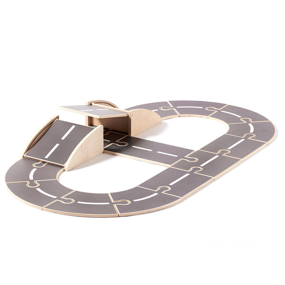 Kids Concept wooden car track on a white background