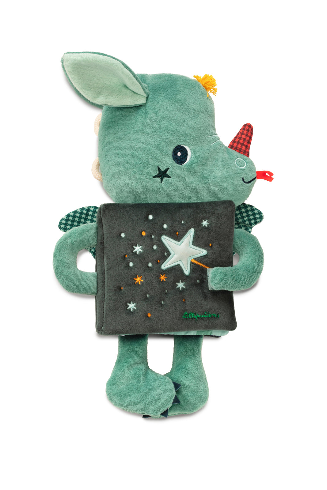 Lilliputiens Joe the dragon cuddle activity book on a white background