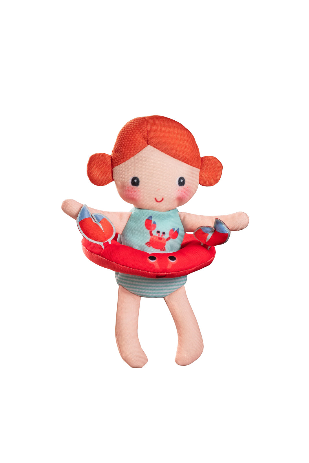 Lilliputiens bath doll crab on a white background