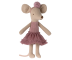 Maileg Ballerina Mouse Big Sister in Heather wearing a pink tutu