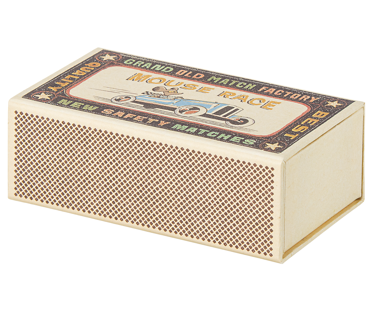 Detail photo of Maileg Big Brother Mouse matchbox on a white background
