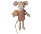 Maileg Fairy Mouse Little in Powder with wings on a white background