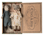 Maileg Grandma and Grandpa Mice set in cigar box