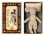 Maileg Little Brother Mouse in matchbox with polka dot pyjamas