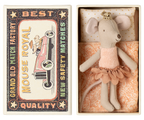 Maileg Princess Mouse Little Sister in matchbox bed