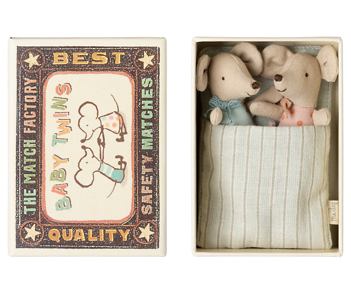 Maileg Baby Mouse Twins in matchbox