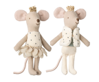 Maileg Royal Twin Mice Little Sister and Brother on a white background
