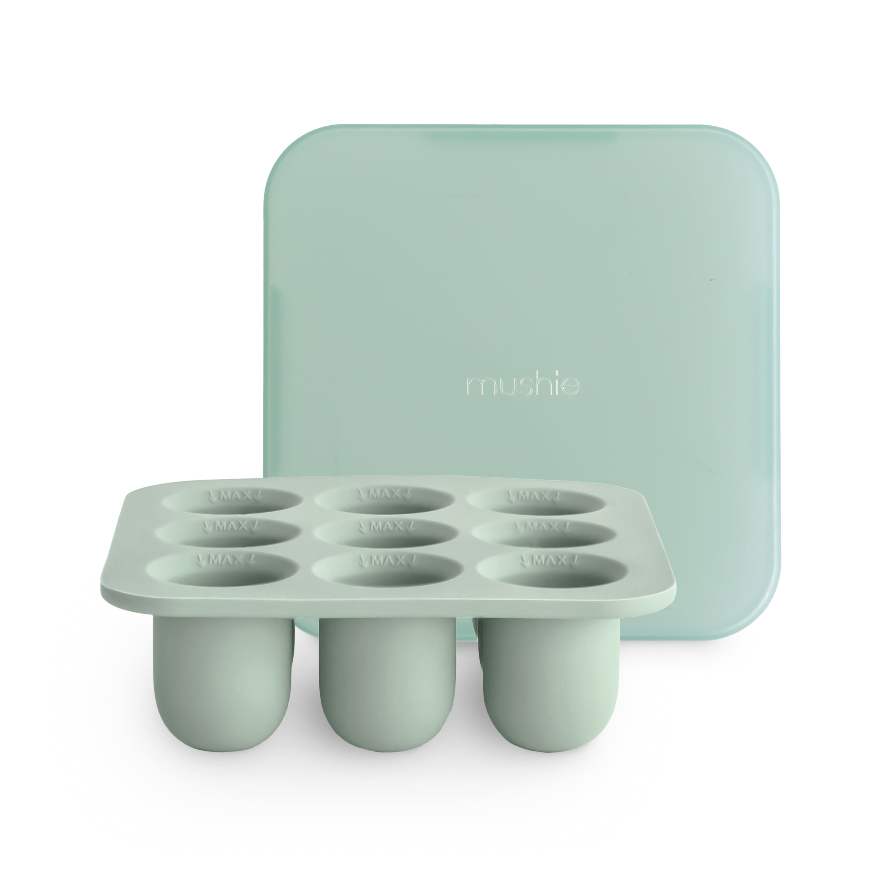 Mushie fresh food feeder tray in Cambridge blue on a white background