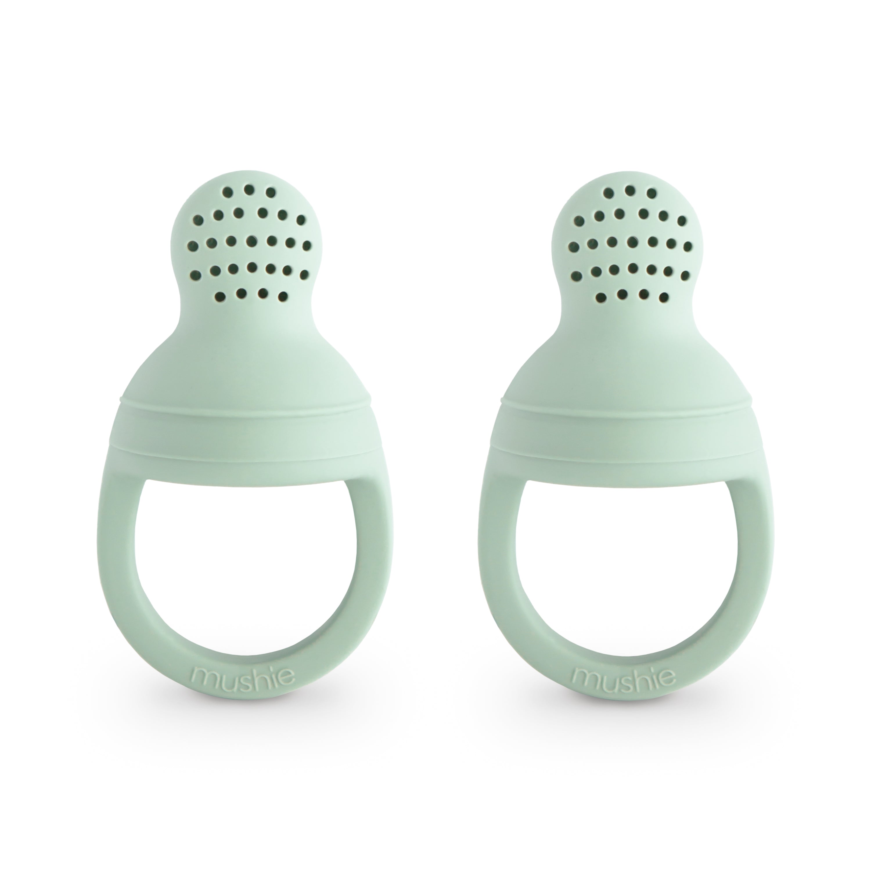 Mushie fresh food feeder 2-pack in Cambridge blue on a white background