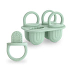 Mushie silicone ice pop tray in Cambridge blue on a white background