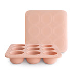 Mushie baby food freezer tray in Blush on a white background