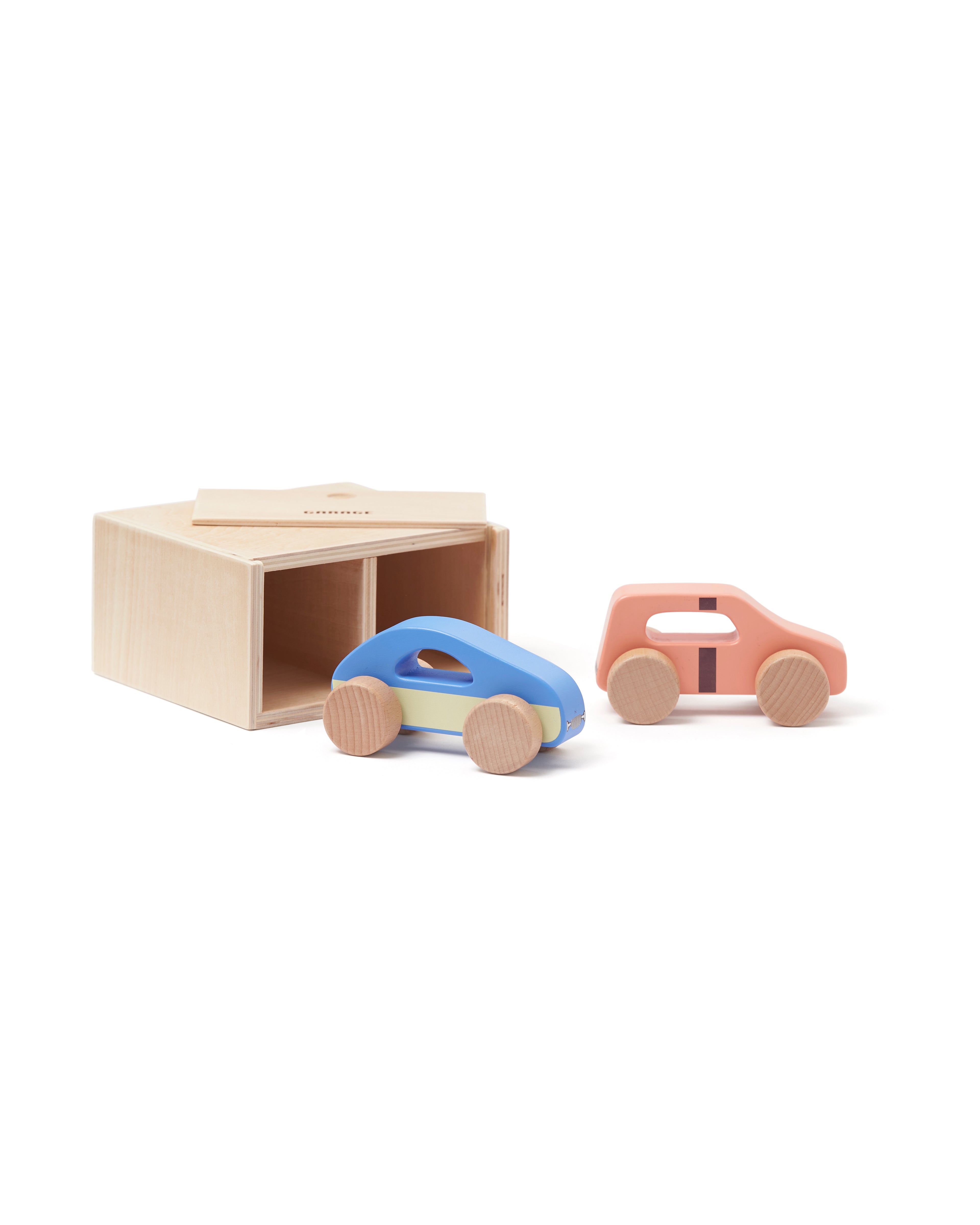 Kids Concept cars with garage play set on a white background