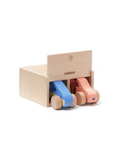 Set of 2 Kids Concept cars in a wooden (included) on a white background