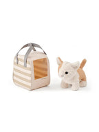 Kids Concept toy cat with carrier bag on a white background