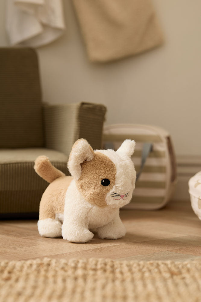 Kids Concept toy cat with carrier bag in a neutral room
