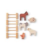 Kid's Concept wooden farm animals set on a white background