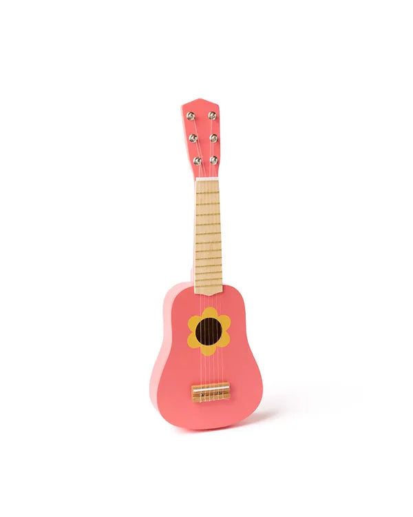Kid's Concept wooden toy guitar on a white background