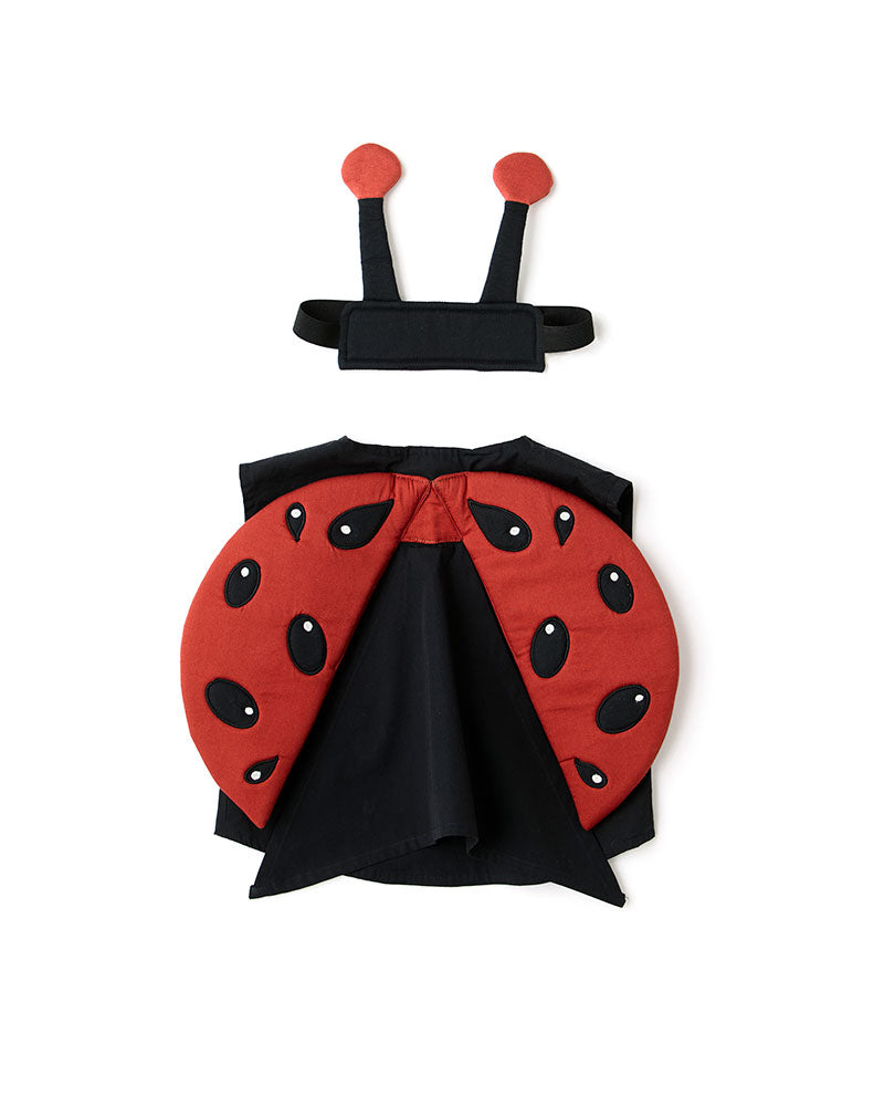 Back view of a Kid's Concept ladybug dress-up costume on a white background