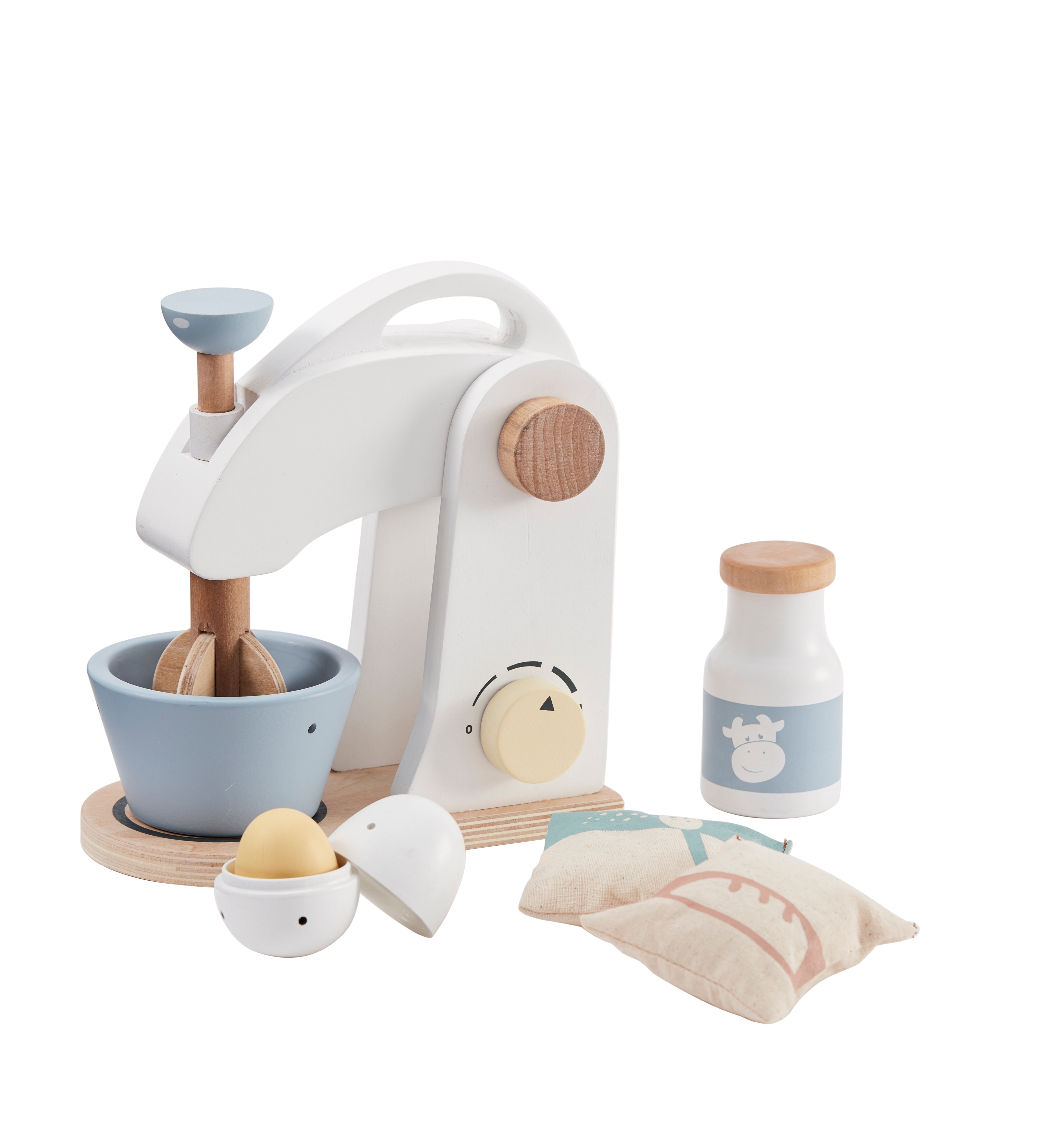 Kid's Concept wooden mixer set on a white background