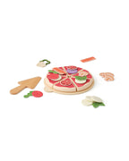 Kids Concept wooden pizza play kit on a white background