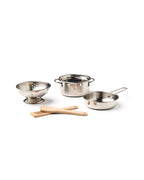Kid's Concept pots and pans play set on a white background
