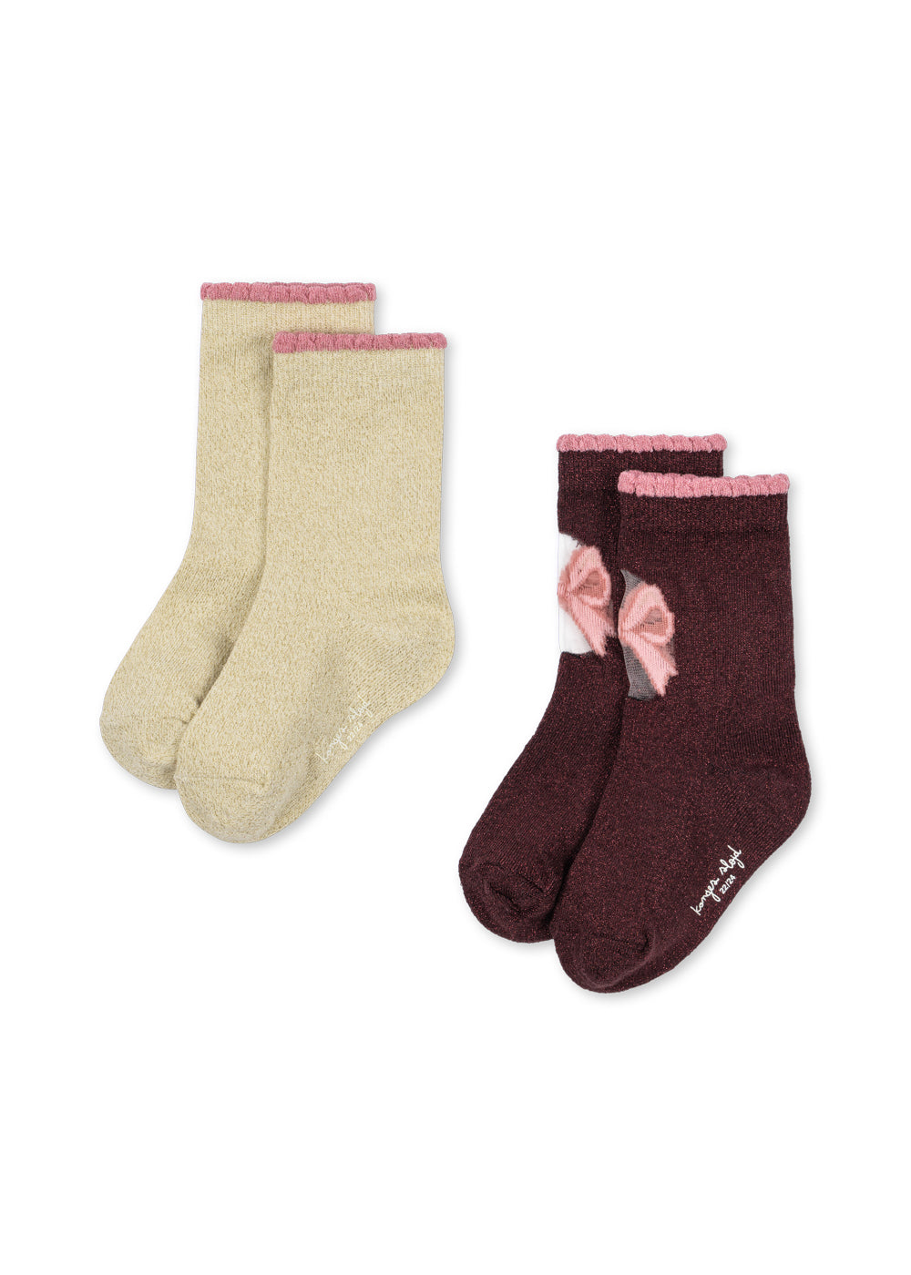 The Konges Sløjd 2-pack Bow Socks in Bow mix on a white background.