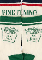 Close-up of Konges Sløjd Rib fries socks on a white background