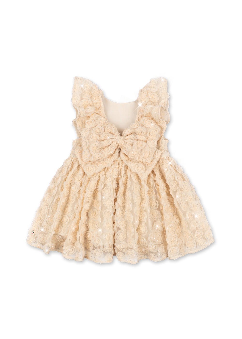 Back view of the Konges Sløjd Ally dress in Sandshell on a white background