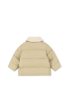 Back view of the Konges Sløjd Alpi Collar jacket in Pale Olive Green on a white background