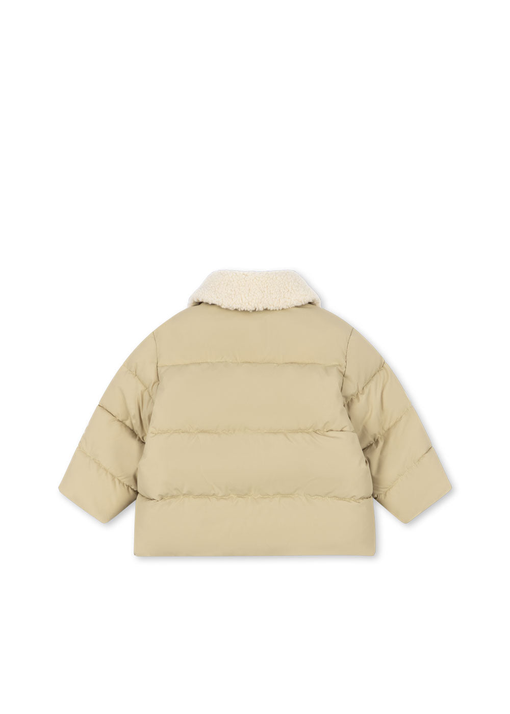 Back view of the Konges Sløjd Alpi Collar jacket in Pale Olive Green on a white background