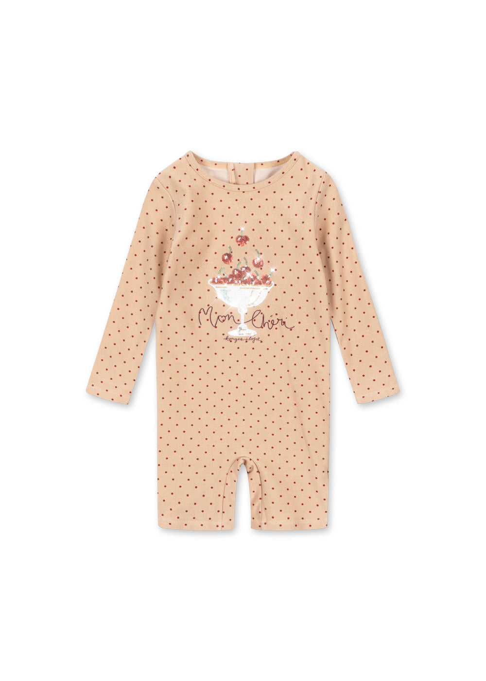 Front view of the Konges Sløjd Amandine swim onesie in Emboldened not on a white background