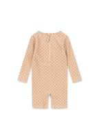 Back view of the Konges Sløjd Amandine swim onesie in Emboldened not on a white background