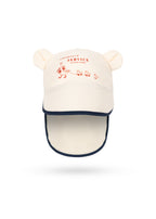Front view of Konges Sløjd Aster bear sun hat on a white background