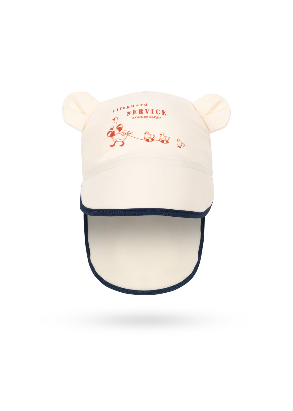 Front view of Konges Sløjd Aster bear sun hat on a white background