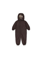 Front view of the Konges Sløjd Award Snowsuit Solid in Chocolate Brown on a white background