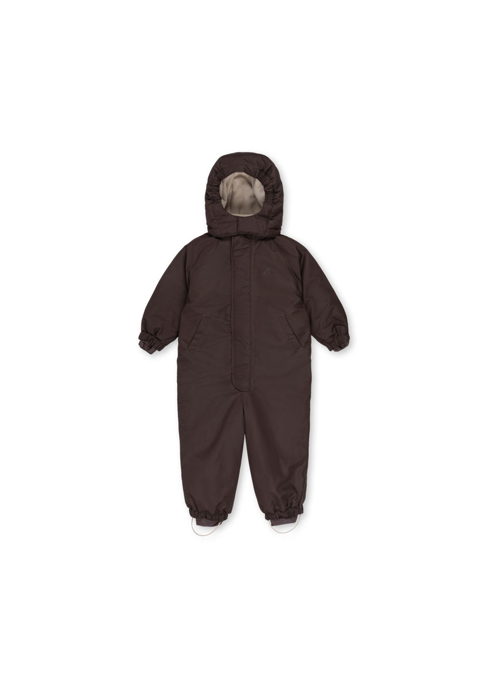 Front view of the Konges Sløjd Award Snowsuit Solid in Chocolate Brown on a white background